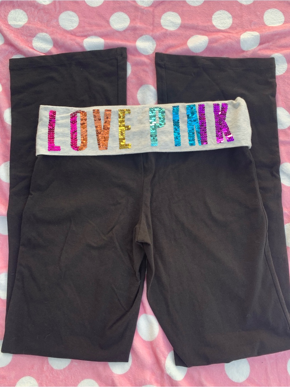 VS Pink rainbow bling boot cut yoga pants new